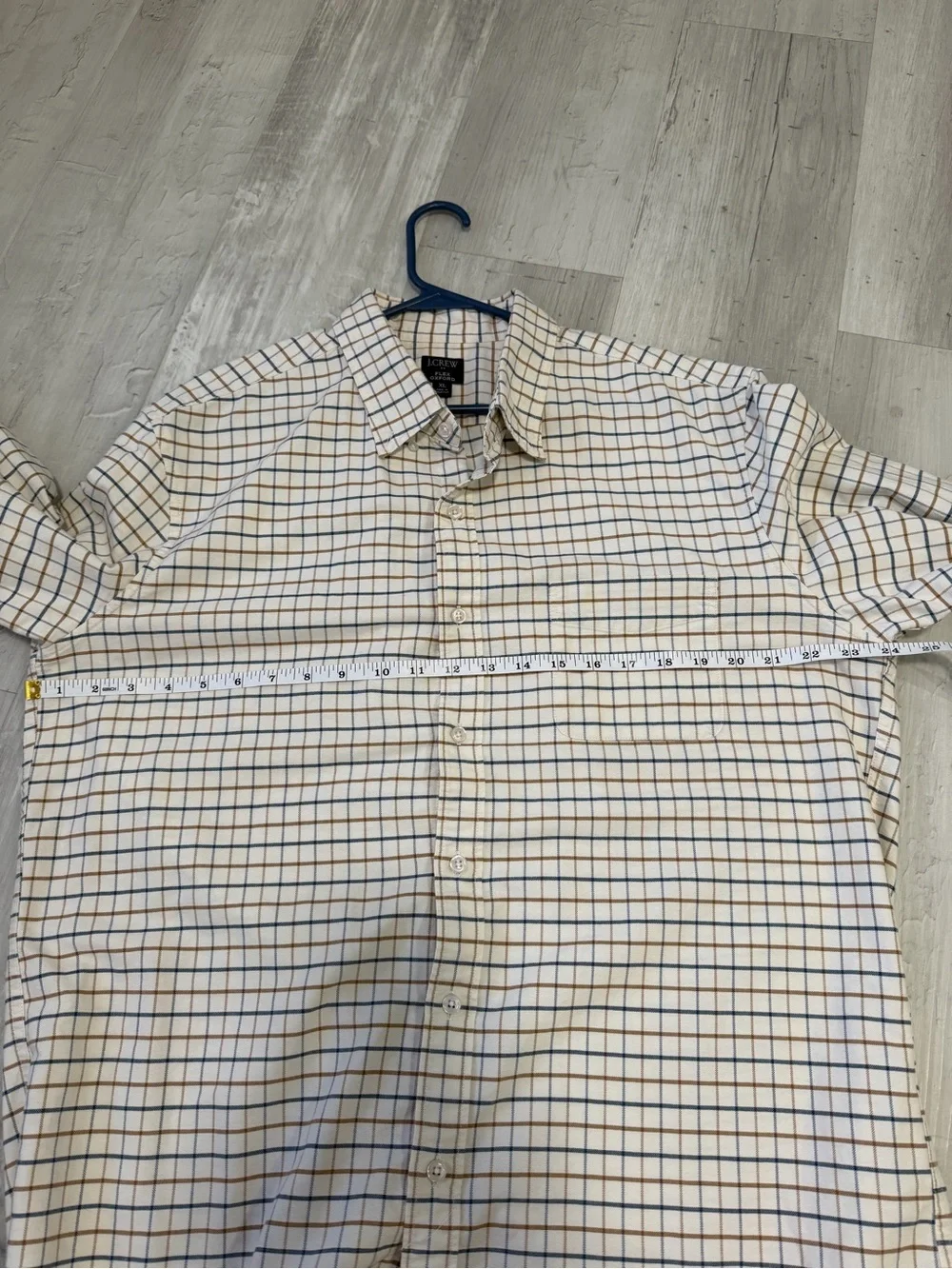 J. Crew Cream and Navy Plaid Button Down Men’s XL